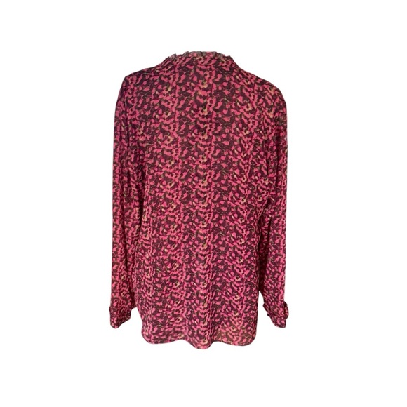 Coldwater‎ Creek Pink Chiffon Ruffle Blouse Long Sleeve Button Down Womens XL - Picture 3 of 7